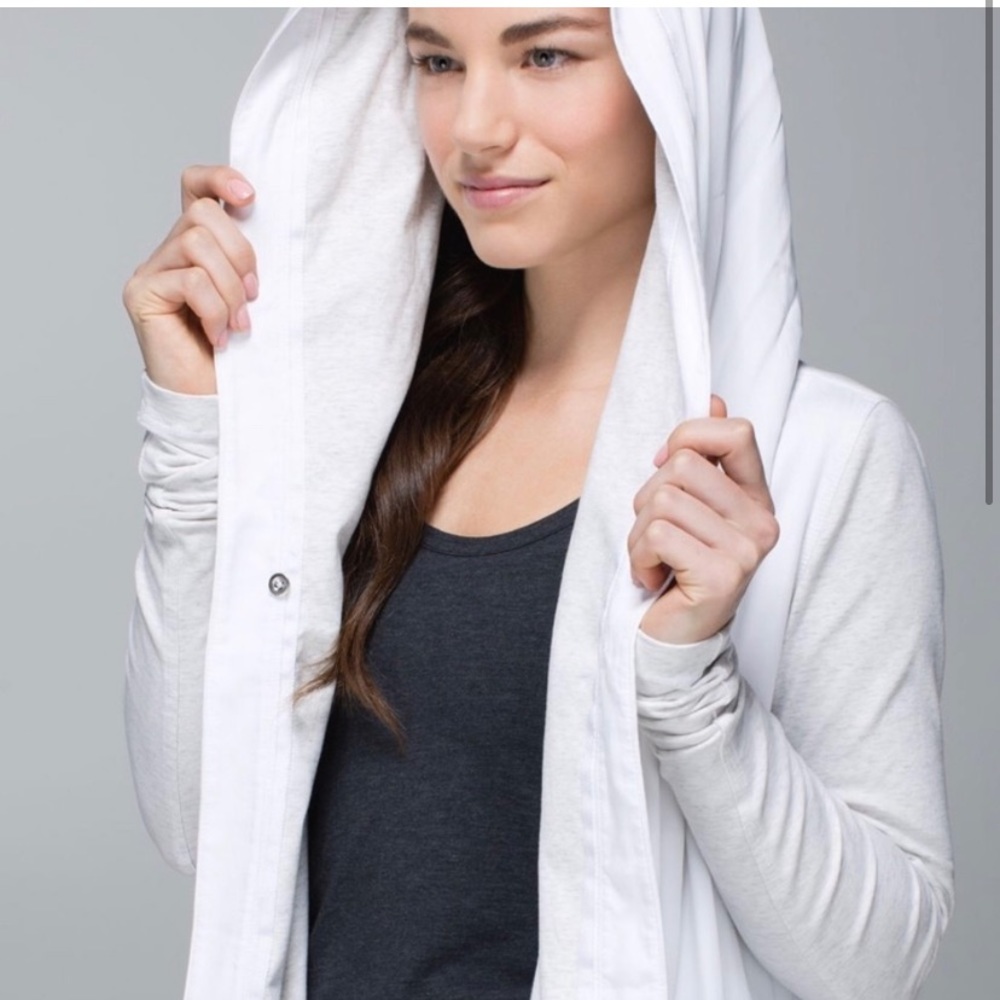 lululemon athletica White Lightweight Hooded Jacket with Charcoal Tank